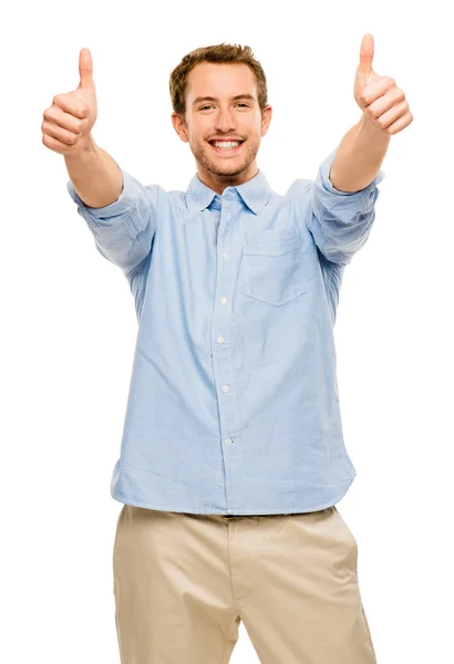 Happy man thumbs up isolated white background Royalty Free Stock Images