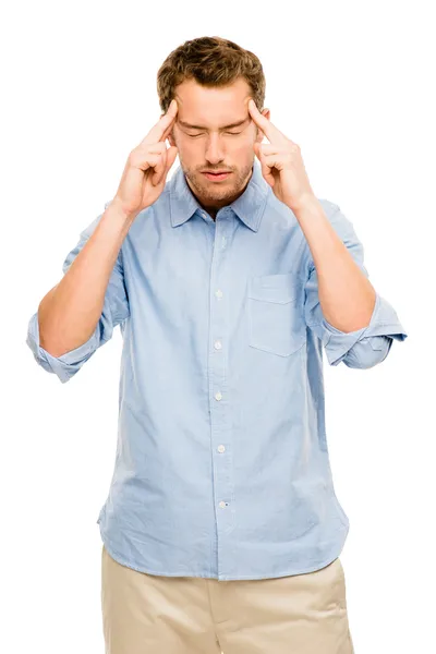 Worried man suffering headache pain depression — Stock Photo, Image