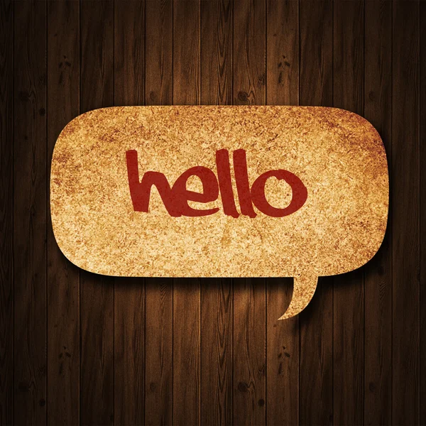Speech bubble paper on wood background — Stock Photo, Image