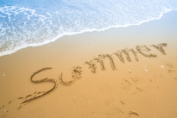 Written in a sandy tropical beach — Stock Photo, Image