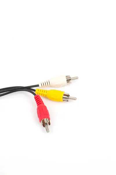 Plugues e cabos RCA em branco — Fotografia de Stock