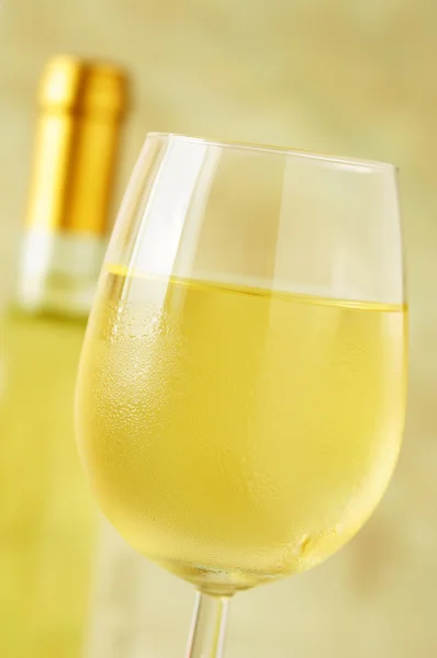 寒冷如冰杯白葡萄酒的特写白ワインの冷たいガラスのクローズ アップ — 图库照片