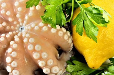 maydanoz ve limon ile ham ahtapot