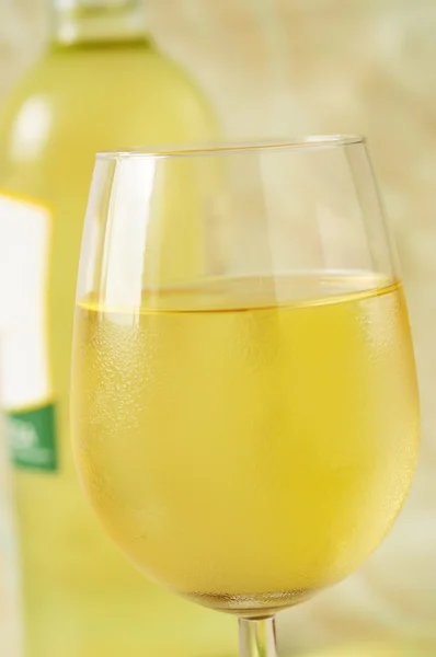 Glas en fles fijne Italiaanse witte wijn — Stockfoto