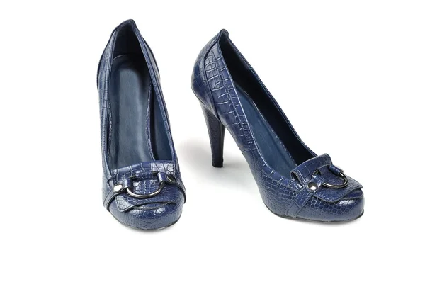 Zapatos de mujer azul, piel de cocodrilo — Foto de Stock