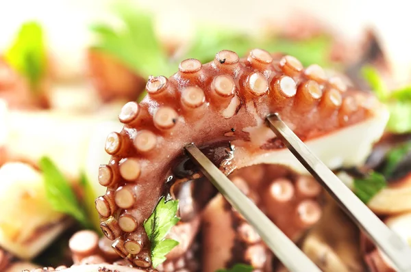 ahtapot salatası, limon, maydanoz, sarımsak ve zeytin yağı