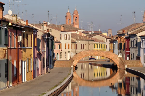 Pohled comacchio, ferrara, emilia romagna, Itálie — Stock fotografie