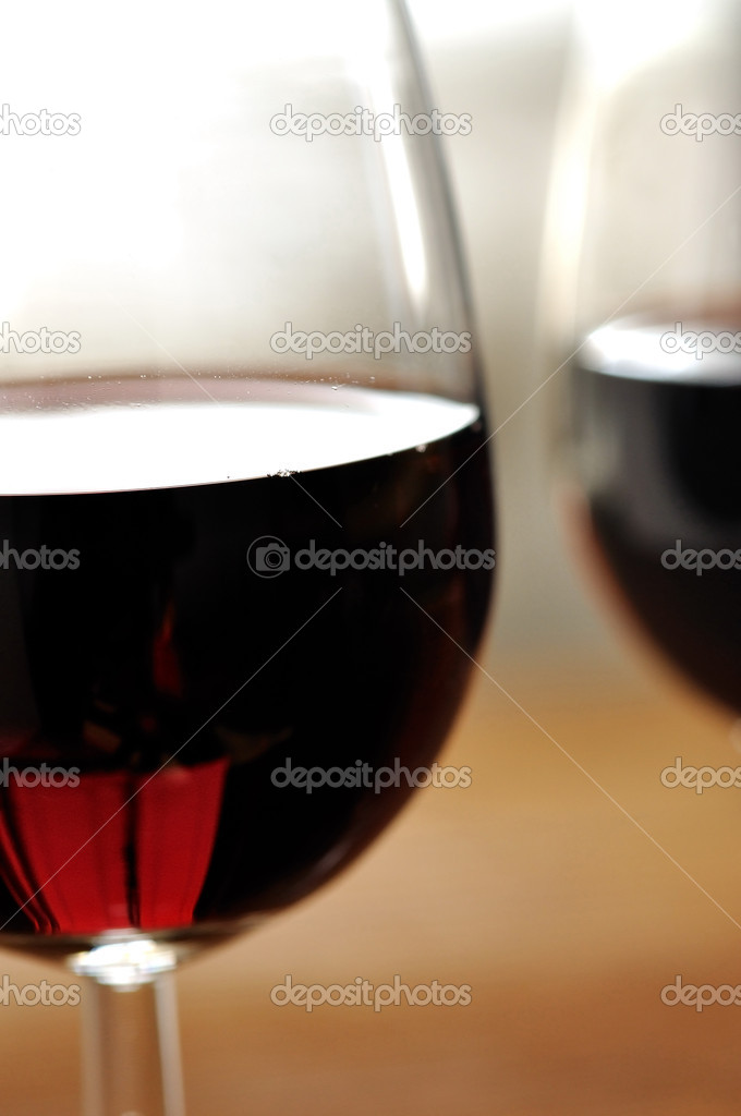 Two glass of fine Italian red wine, closeup