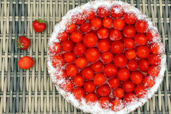 Strawberry vlaai traditional strawberry dutch pie — Stock Photo, Image