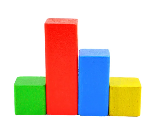 Trappor av mångfärgat trä leksak block isolerad på vit — Stockfoto