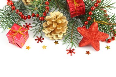 Noel kompozisyon üzerinde beyaz izole