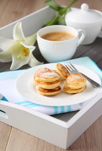 Dutch mini pancakes called poffertjes — Stock Photo, Image