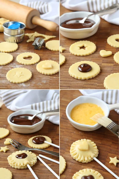 Pie pops with cocolate step by step — Stock Photo, Image