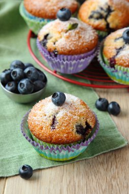 taze yaban mersini ile lezzetli ev yapımı blueberry muffins