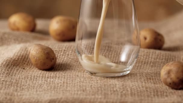 Lait de pomme de terre alternative boisson non laitière en verre — Video