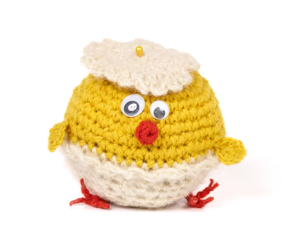 Knitted toy. Chicken — Stock Photo, Image