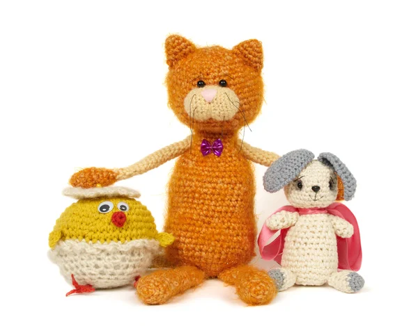 Three knitted toys — Stock Photo, Image