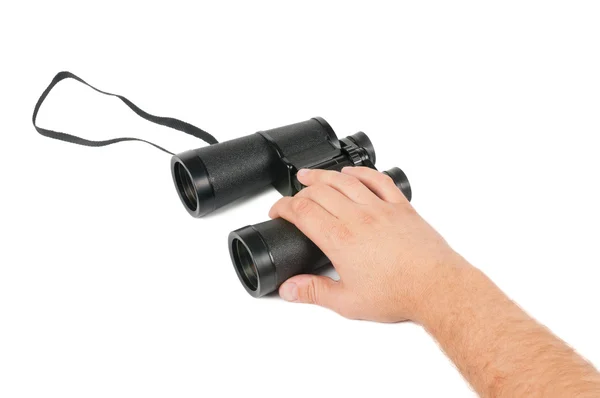 Man takes binoculars — Stock Photo, Image