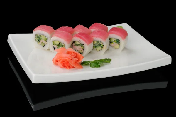 Eight rolls with tuna — Stock Photo, Image