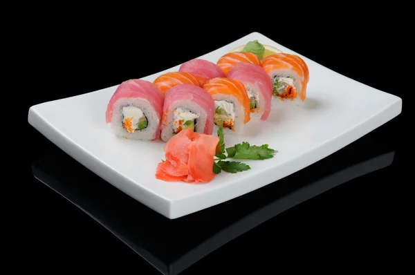Rolls with salmon and tuna — Stock Photo, Image