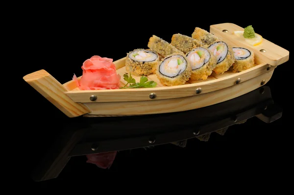 Tasty rolls in the boat — Stock Photo, Image