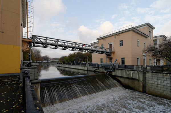 Lock on Yauza river in Moscow