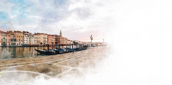 Venedik Talya Avrupa Eski Şehrin Güzel Manzarası Büyük Kanal Gondollar — Stok fotoğraf