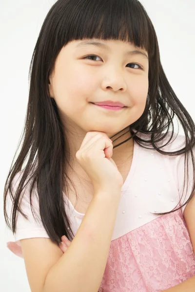 Felice bambina su sfondo bianco — Foto Stock