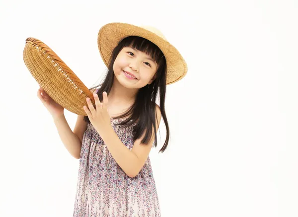 Little girl with basket — Stock Photo, Image