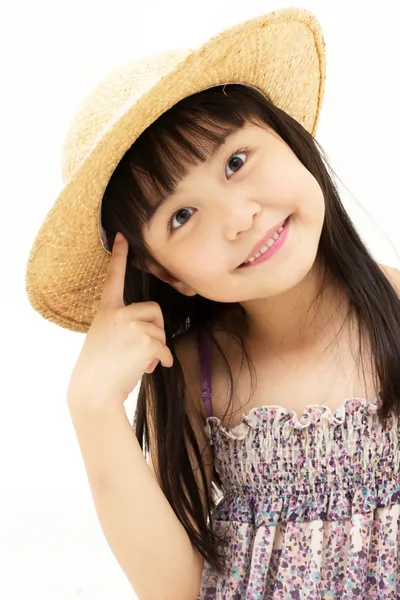 Gyönyörű ázsiai kislány gondolkodás — Stock Fotó