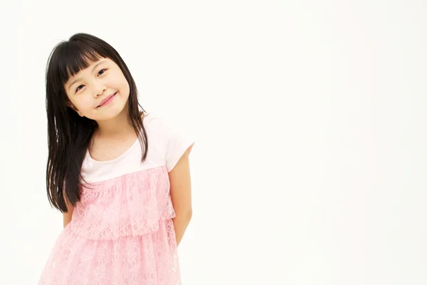 Ευτυχισμένο κοριτσάκι σε λευκό φόντο Εικόνα Αρχείου