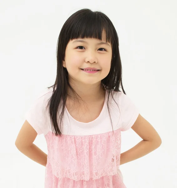 Ευτυχισμένο κοριτσάκι σε λευκό φόντο Royalty Free Εικόνες Αρχείου
