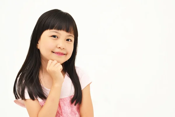 Ευτυχισμένο κοριτσάκι σε λευκό φόντο Φωτογραφία Αρχείου