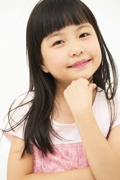 Ευτυχισμένο κοριτσάκι σε λευκό φόντο Royalty Free Φωτογραφίες Αρχείου