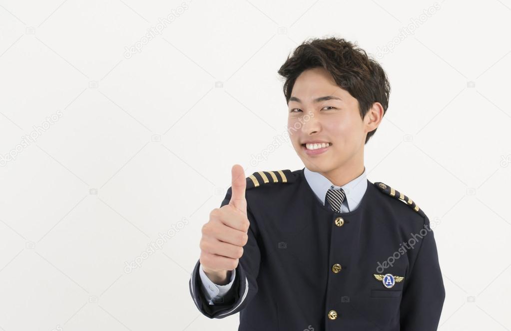 Cheerful airline pilot