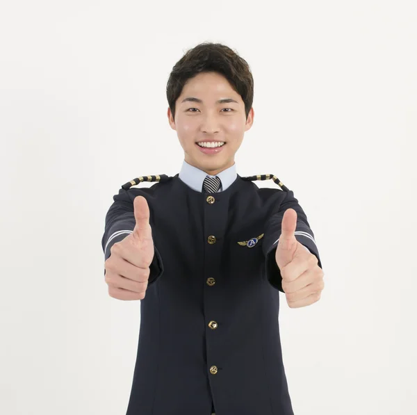 Cheerful airline pilot — Stock Photo, Image