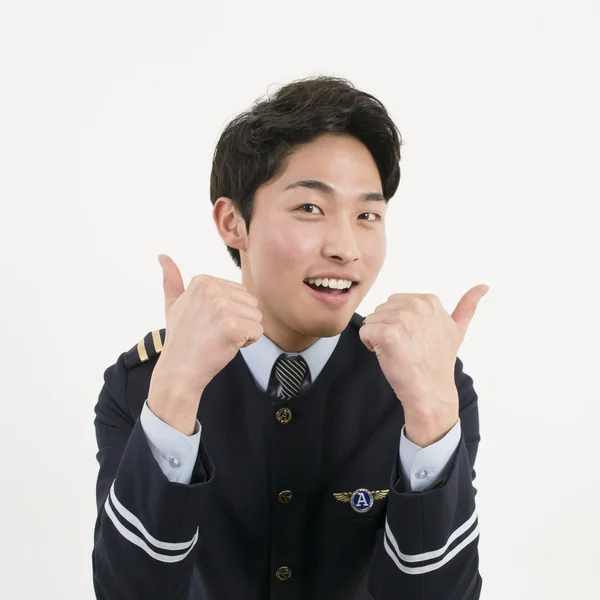 Cheerful airline pilot — Stock Photo, Image