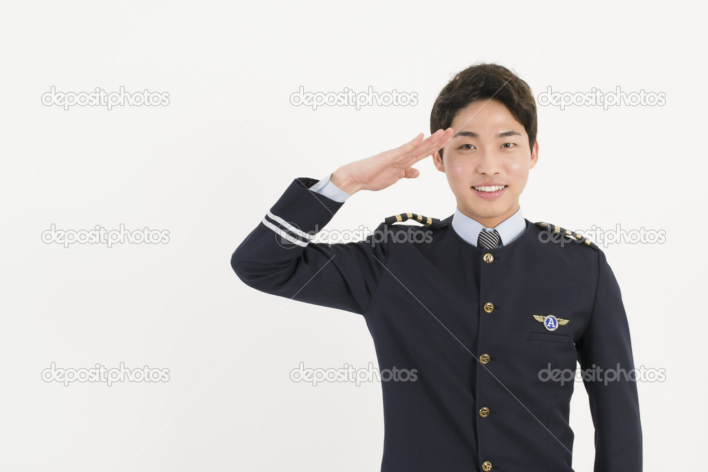 Asian Airline Pilot Saluting