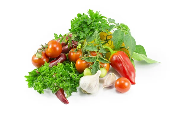 Peppers, tomatoes, garlic, parsley — Stock Photo, Image