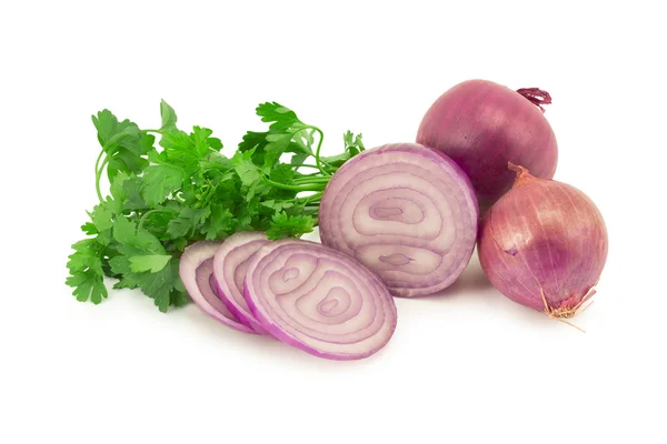 Red cut onions, spices — Stock Photo, Image