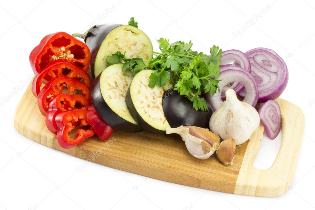 Cut vegetables on the board