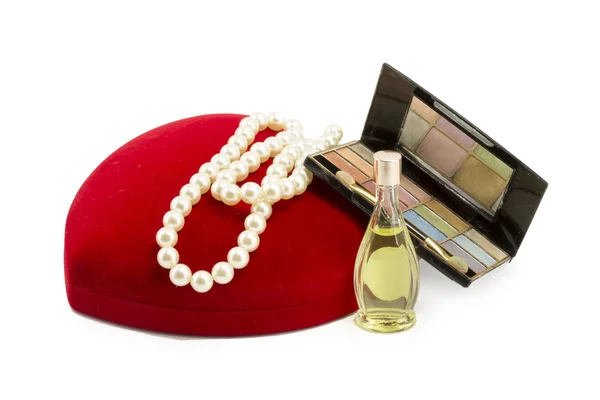 Caixa de presente vermelho para jóias — Fotografia de Stock