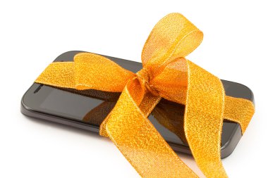 Mobil smartphone ile boş perde. beyaz izole