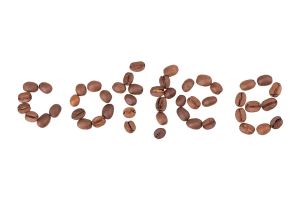 Coffee beans, letters — Stock Photo, Image