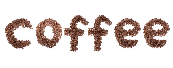 Grãos de café, letras — Fotografia de Stock