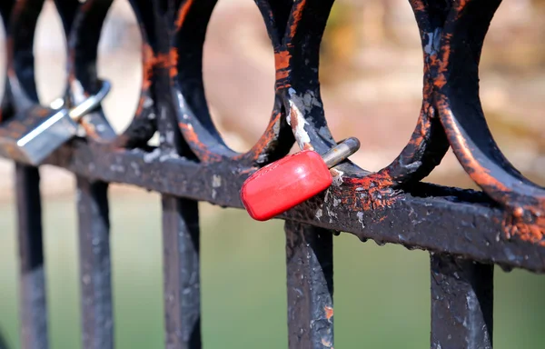 Zámky na kovový plot — Stock fotografie