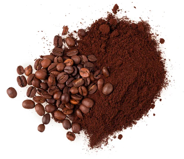 Gemahlener Kaffee und Getreide — Stockfoto