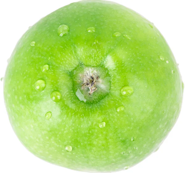 Apple, groene, druppel water — Stockfoto