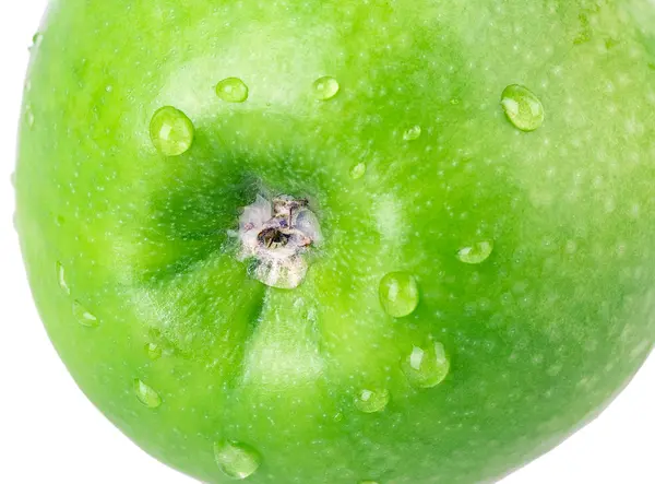 Jablko, zelený, kapka vody — Stock fotografie