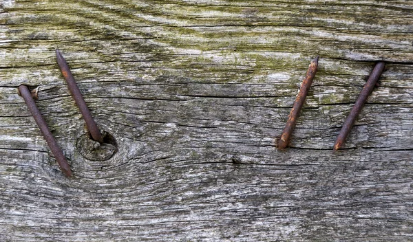 Wood background rusty nail — Stock Photo, Image